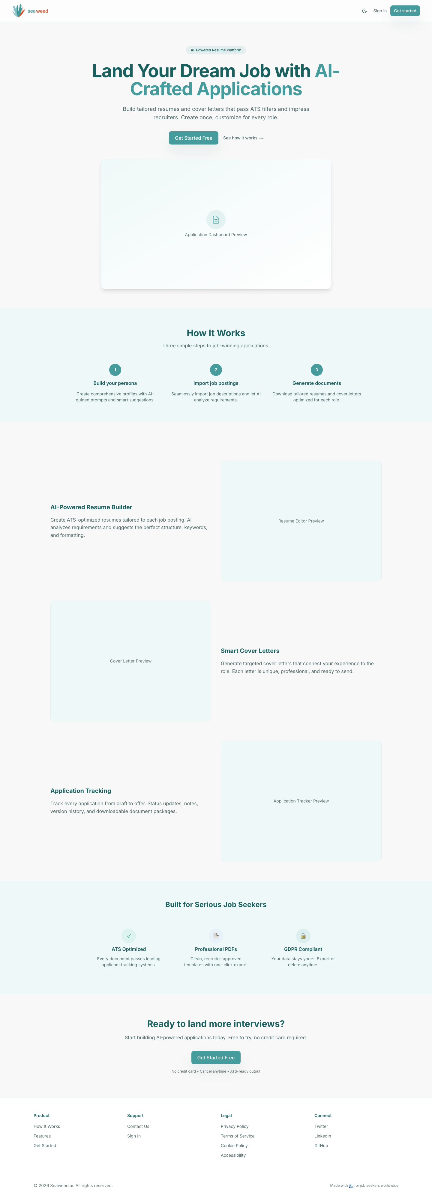 Seaweed.ai - AI-powered job applications dashboard